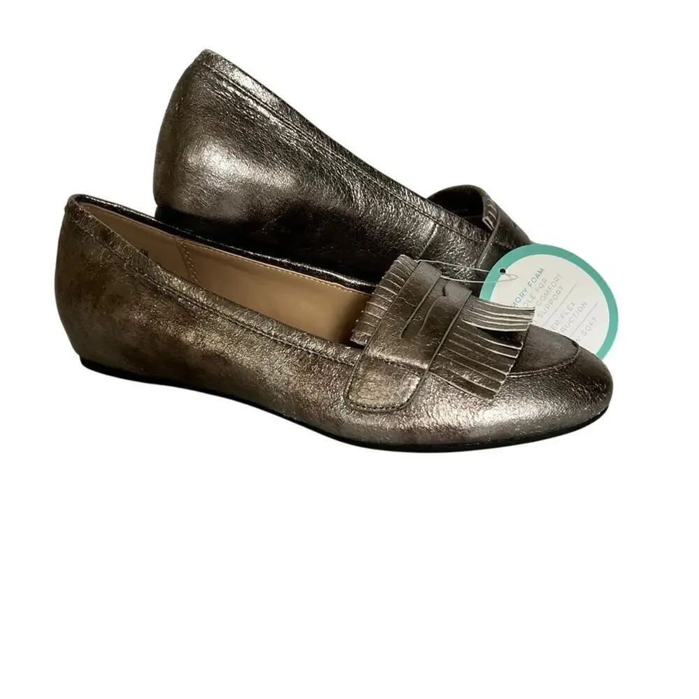 New-ANDREW GELLER Posy women's loafers size 6M, silver